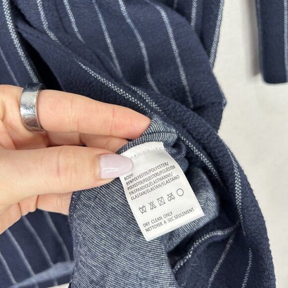 Harlyn Anthro Womens Jacket Extra Small Blue Pinstripe Longline Blazer Cardigan - Picture 15 of 16